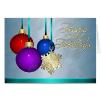 Holiday Decorations Teal Foil Gold Snowflake Card