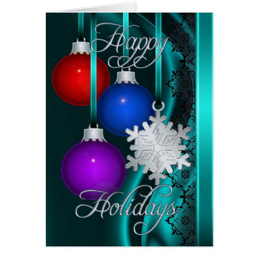 Holiday Decorations Teal Silk Silver Card