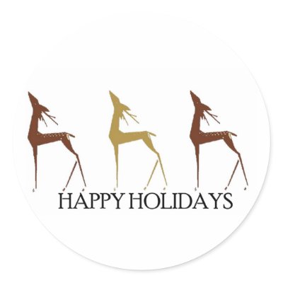 Holiday Deer Round Stickers by Sylinden