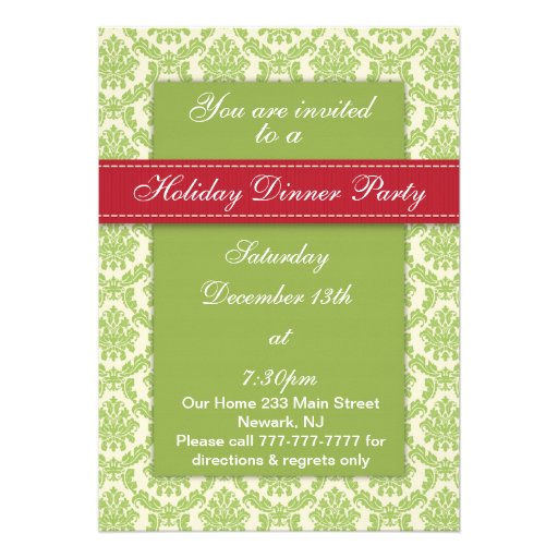 Holiday Dinner Party Classy Damask Design Invites