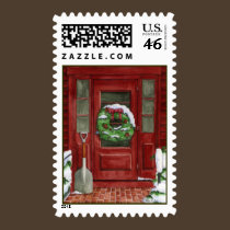 Holiday Door Postage Stamp