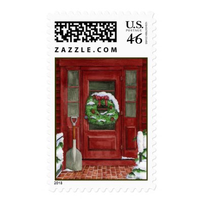 Holiday Door Postage Stamp