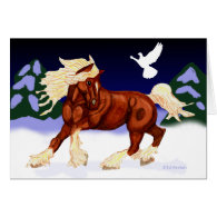 Holiday Draft Horse with Dove Greeting Card