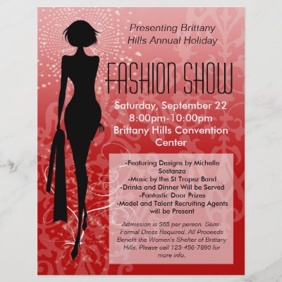Holiday Fashions Store on Holiday Fashion Show Flyer  Red Silhouette Swirl By Custominvites