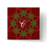 Holiday Favors Red & Green Monogram Button