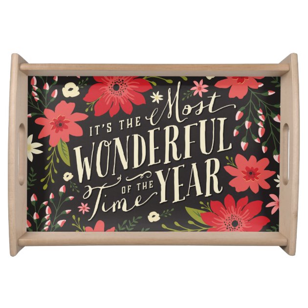 Holiday Floral Serving Tray