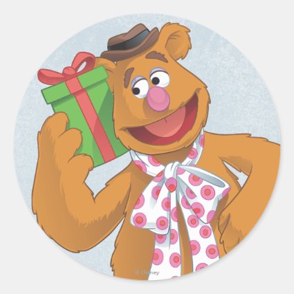 Holiday Fozzie the Bear Round Sticker