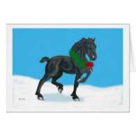 Holiday Friesian Horse Thanks Greeting Card
