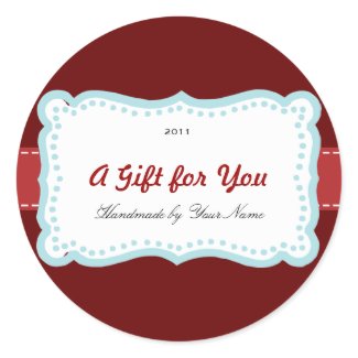 Holiday Gift Label in Red & Blue sticker