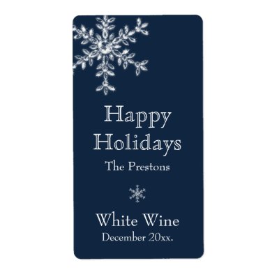 Holiday Glamour Wine Label (blue)