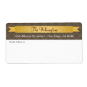 Holiday gold satin ribbon brown lattice address label