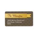 Holiday gold satin ribbon brown lattice address label