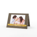 Holiday gold satin ribbon brown lattice photo card