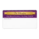 Holiday gold satin ribbon purple lattice address label