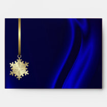 Holiday Gold Snowflake Blue 5x7 Envelope