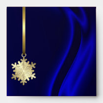 Holiday Gold Snowflake BLue Christmas Envelope