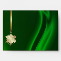 Holiday Gold Snowflake Green 5x7 Envelope