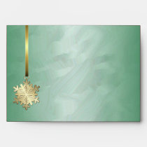 Holiday Gold Snowflake Green Foil 5x7 Envelope