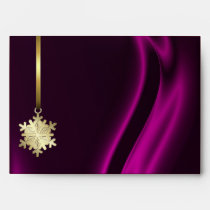 Holiday Gold Snowflake Pink 5x7 Envelope