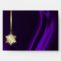 Holiday Gold Snowflake Purple 5x7 Envelope