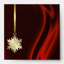 Holiday Gold Snowflake Red Christmas Envelope