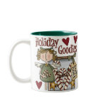 twotone_mug - Buy this Christmas gift, featuring a candy cane Christmas angel, standing next to a decorative jar filled with candy canes,  for that special person in your life.: Sizes  Available colors: huntergreen