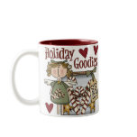 twotone_mug - Buy this Christmas gift, featuring a candy cane Christmas angel, standing next to a decorative jar filled with candy canes,  for that special person in your life.: Sizes  Available colors: maroon