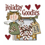 ladies_casual_tshirt - Buy this Christmas gift, featuring a candy cane Christmas angel, standing next to a decorative jar filled with candy canes,  for that special person in your life.: Sizes s,m,l,xl Available colors: white