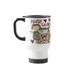 steel_mug - Buy this Christmas gift, featuring a candy cane Christmas angel, standing next to a decorative jar filled with candy canes,  for that special person in your life.: Sizes  Available colors: white