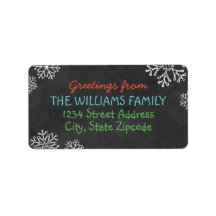 Holiday Greeting Address Labels | Black Chalkboard