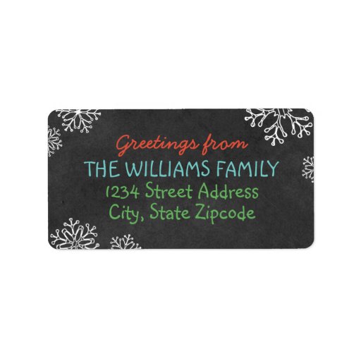 Holiday Greeting Address Labels Black Chalkboard Zazzle