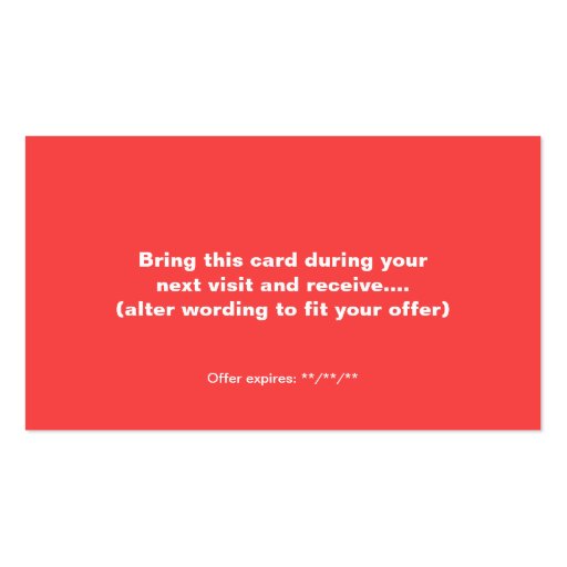 Holiday Greeting Insert Coupon Gift Card Business Card Template (back side)