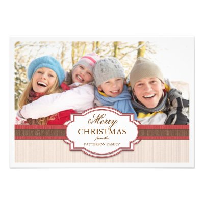 Holiday Greeting Red & Tan Elegant Photo Card