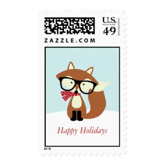 Holiday Hipster Brown Fox Postage