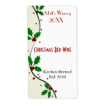 Holiday Holly Home Made Wine Labels