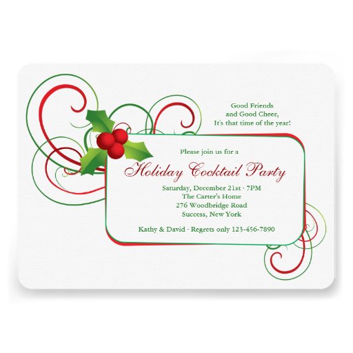 Holiday Holly Invitation (front side)