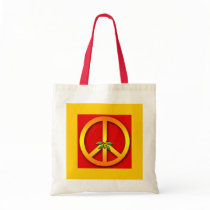 Holiday Holly Peace Sign Tote Bag
