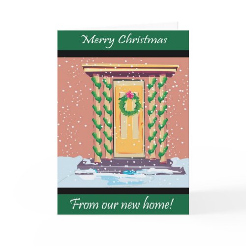 Holiday Home Merry Christmas New Address card