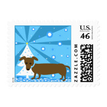 Holiday Hot Dog Dachshund postage by totallypainted Holiday Hot Dog Dachshund postage