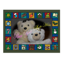 Holiday Icons Cartoon Border Template Postcard