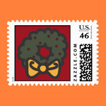 Holiday Icons Cartoon Wreath Postage stamps