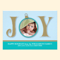 Holiday Joy Custom Family Holiday Card (aqua) invitations