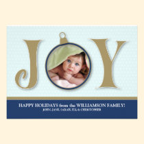 Holiday Joy Custom Family Holiday Card (blue) invitations