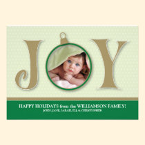 Holiday Joy Custom Family Holiday Card (green) invitations
