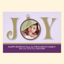 Holiday Joy Custom Family Holiday Card (purple) invitations