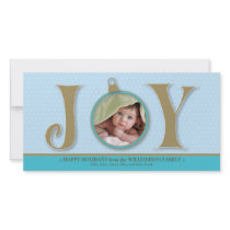 Holiday Joy Custom Family Photocard (aqua) Photo Card Template