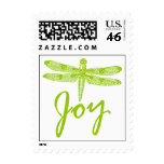 Holiday Joy Dragonfly (Green) Postage Stamp