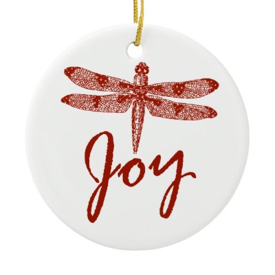 Holiday Joy Dragonfly Christmas Ornaments