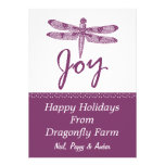 Holiday Joy Dragonfly Purple Flat Card