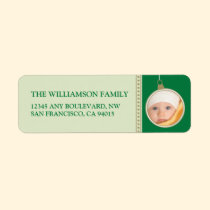 Holiday Joy Photo Return Address Labels (green) labels